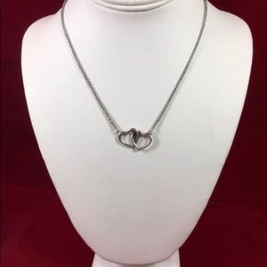 James Avery Sterling Double Heart Linked Necklace